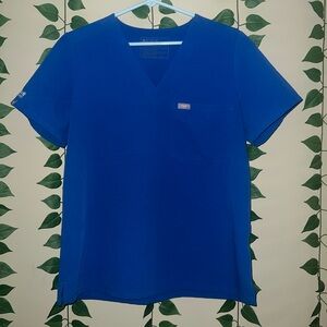 FIGS Catarina Scrub Top Royal Blue w/ Aya Healthcare embroidery Medium